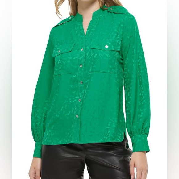 Karl Lagerfeld Tops - NWT Karl Lagerfeld Jacquard Utility Blouse Size S -J
